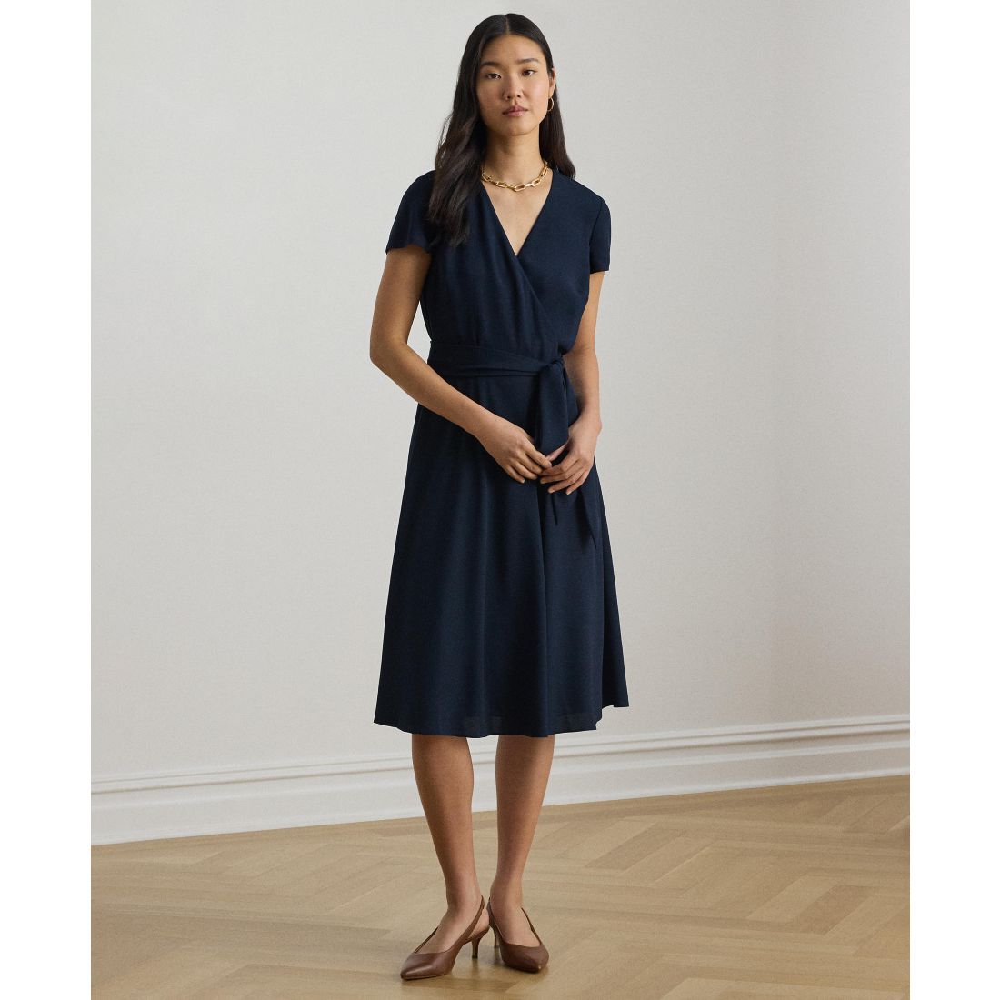 Lauren Ralph Lauren Women's V-Neck A-Line Dress