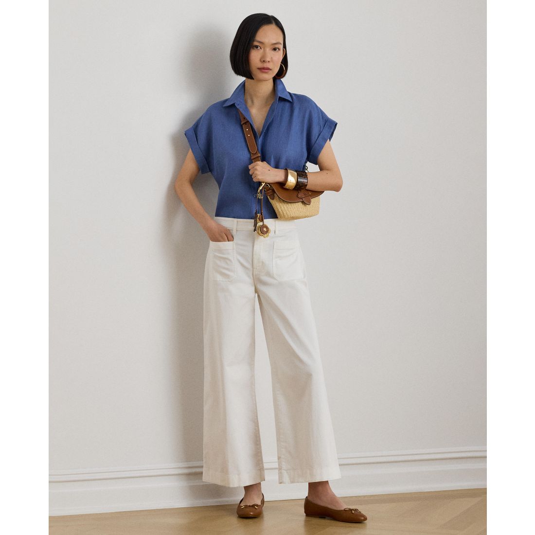 Lauren Ralph Lauren Dolman-Sleeve 100% Linen Shirt