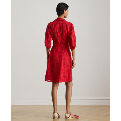 Lauren Ralph Lauren Women's Eyelet Voile Balloon-Sleeve Collared Shirt Dress