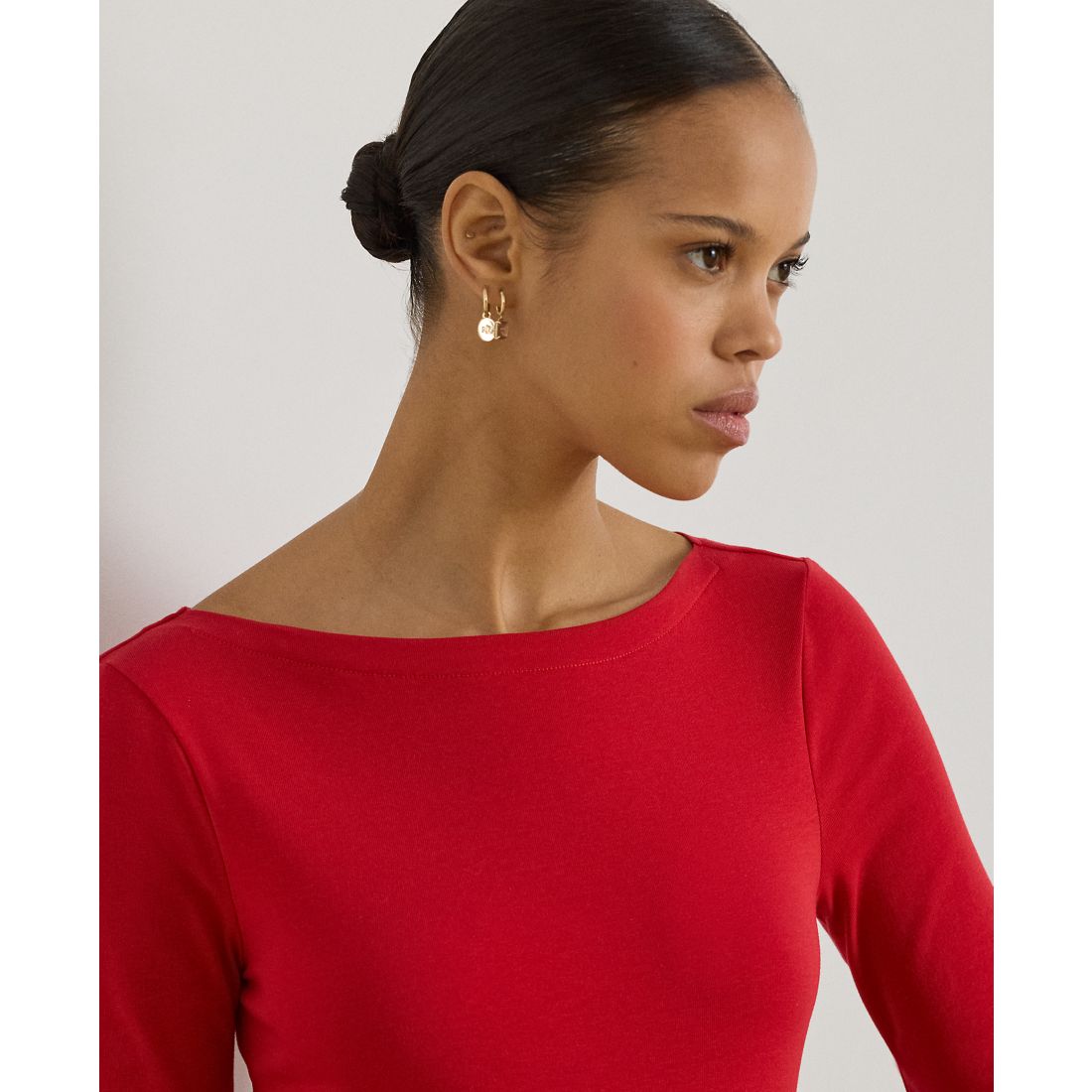 Lauren Ralph Lauren Petite Stretch Cotton Boatneck Tee