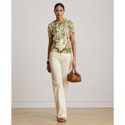 Lauren Ralph Lauren Petite Palm Frond Print Short-Sleeve Sweater