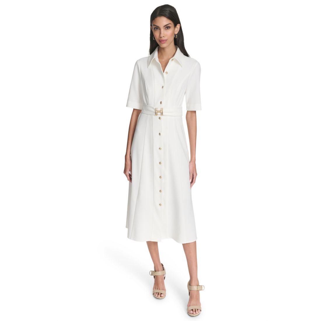 Halston Women's Collared Midi Dress