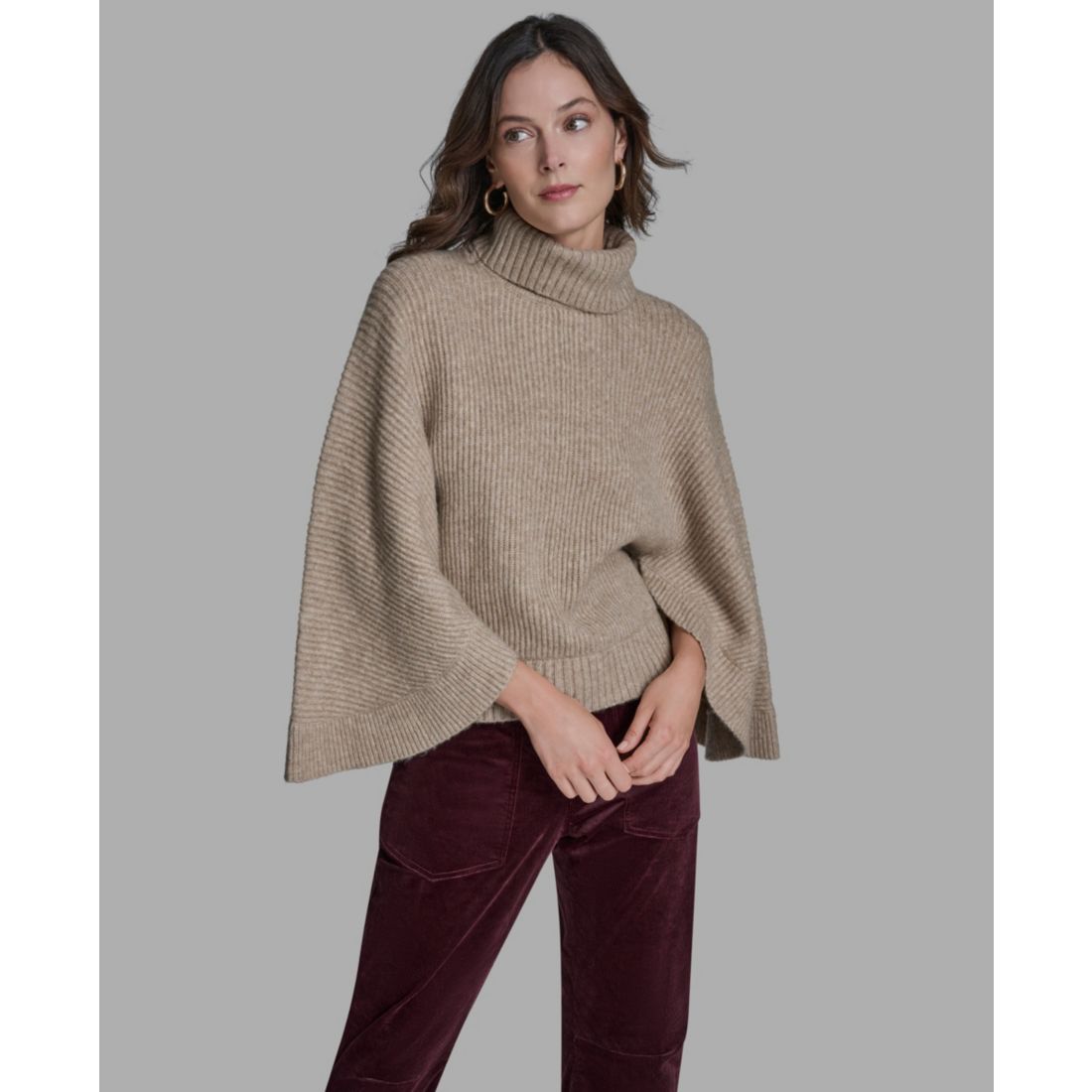 Bcbg Women's Oversized Turtleneck Sweater Poncho