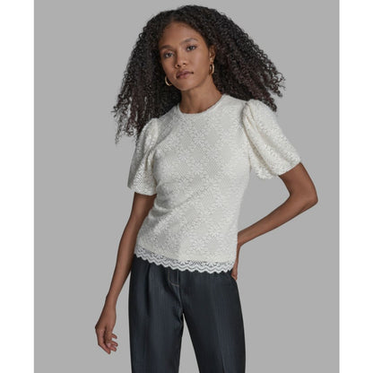Bcbg Women's Short Sleeve Lace Blouse