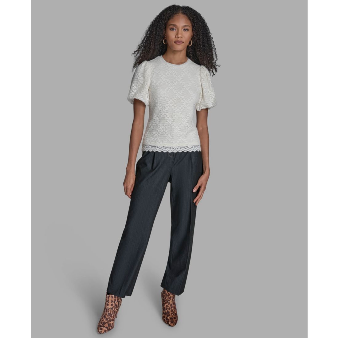 Bcbg Women's Short Sleeve Lace Blouse