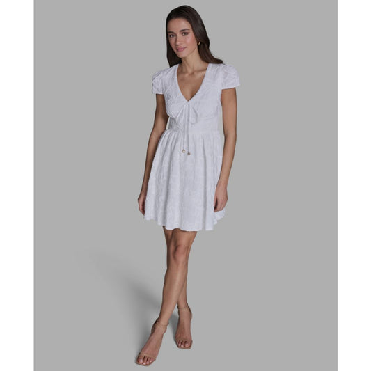 Bcbg Women's Embroidered V-Neck Mini Dress