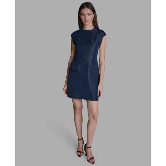 Bcbg Women's Taffeta Fit-and-Flare Mock Neck Mini Dress