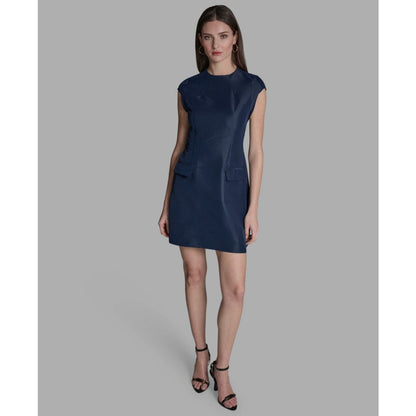Bcbg Women's Taffeta Fit-and-Flare Mock Neck Mini Dress