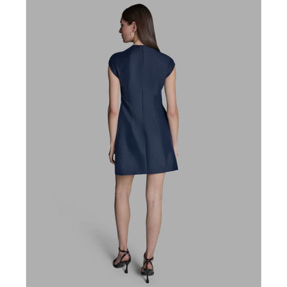 Bcbg Women's Taffeta Fit-and-Flare Mock Neck Mini Dress