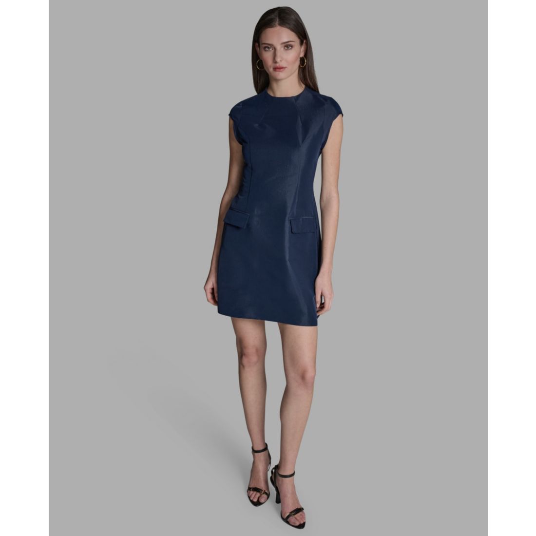Bcbg Women's Taffeta Fit-and-Flare Mock Neck Mini Dress