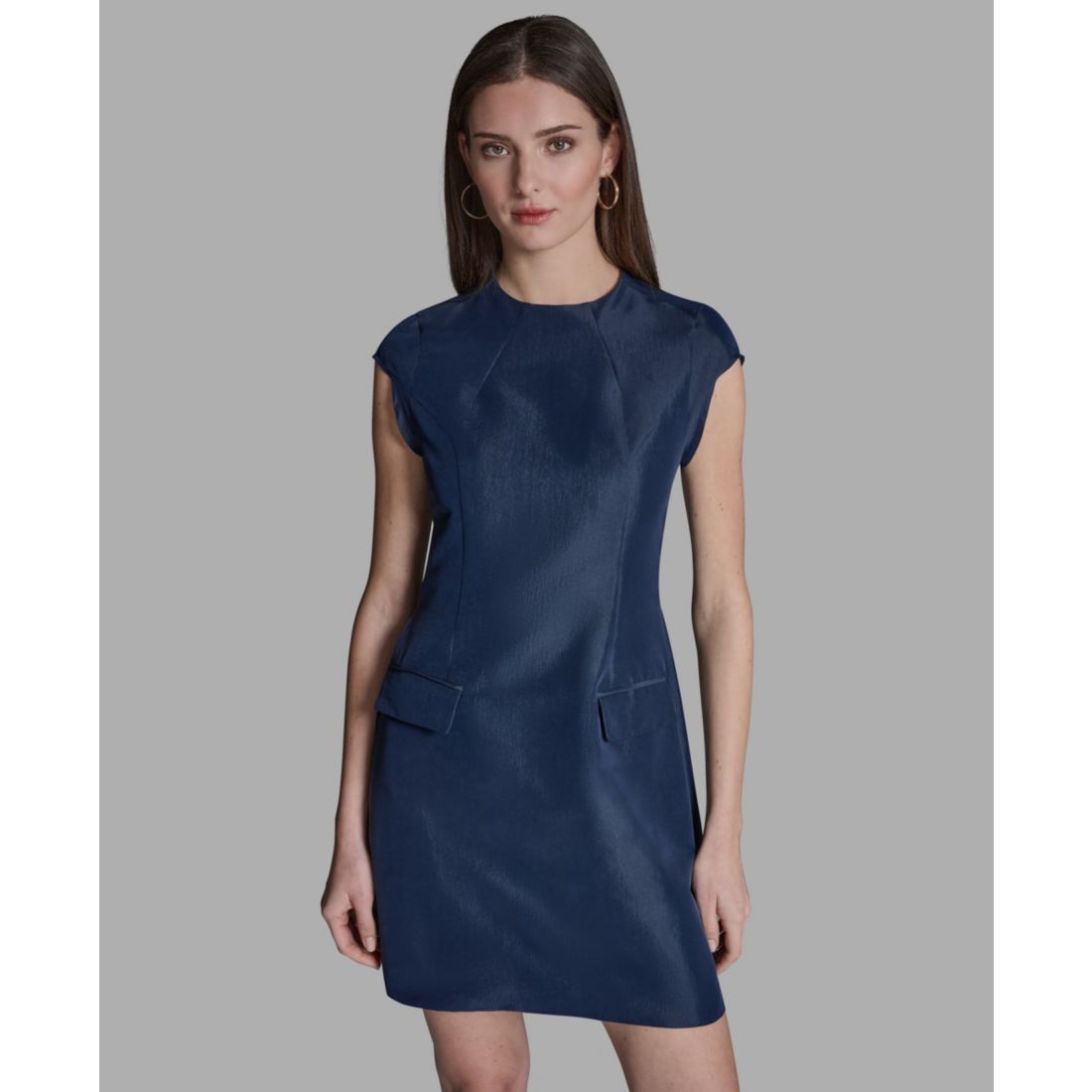 Bcbg Women's Taffeta Fit-and-Flare Mock Neck Mini Dress