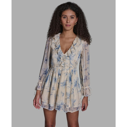 Bcbg Women's Ruffle Detail V-Neck Mini Dress