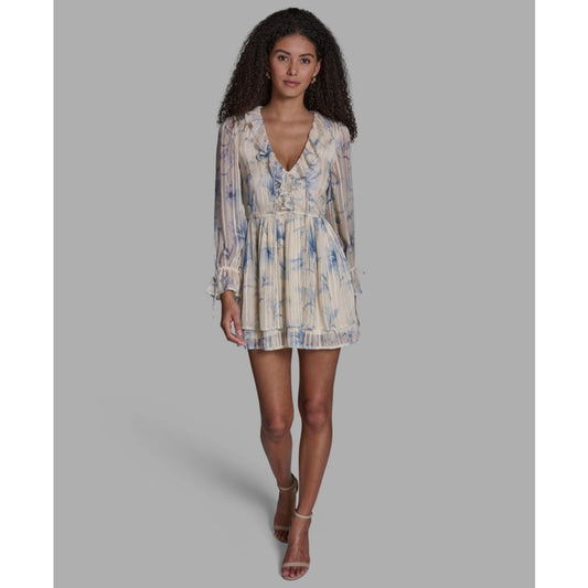 Bcbg Women's Ruffle Detail V-Neck Mini Dress