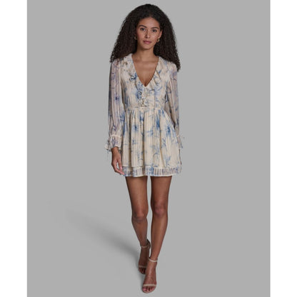 Bcbg Women's Ruffle Detail V-Neck Mini Dress