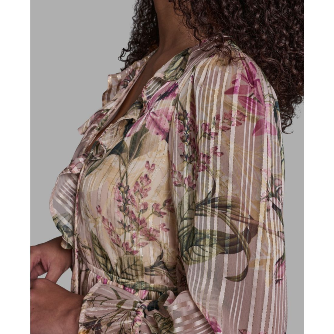 Bcbg Women's Floral Ruffled V-Neck Short Shift Dress