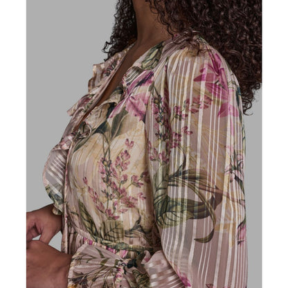 Bcbg Women's Floral Ruffled V-Neck Short Shift Dress