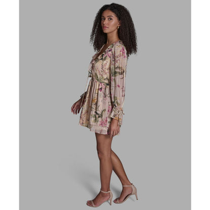 Bcbg Women's Floral Ruffled V-Neck Short Shift Dress