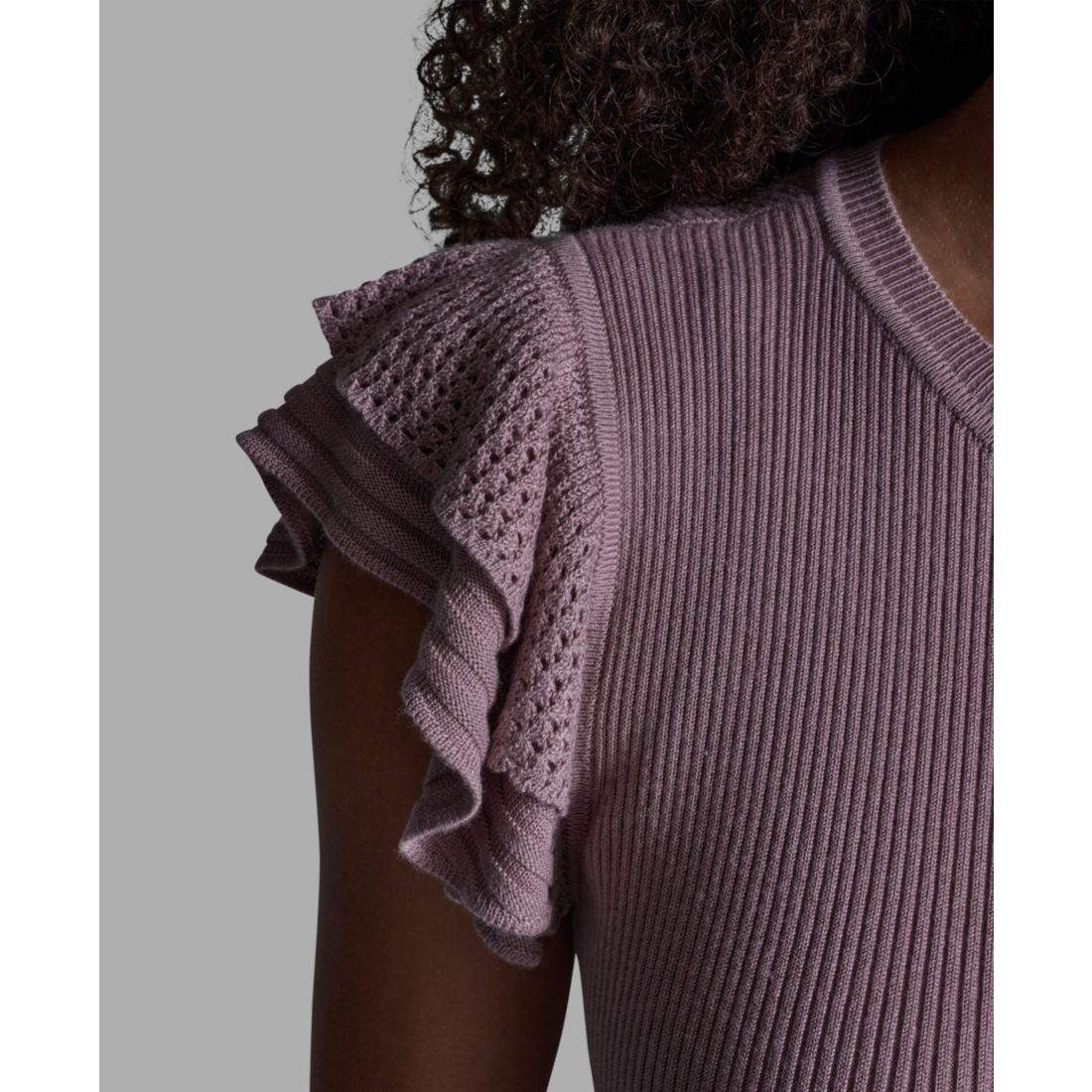 Bcbg Women's Crewneck Ruffle Sleeve Sweater Top