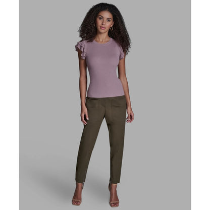 Bcbg Women's Crewneck Ruffle Sleeve Sweater Top