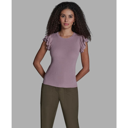 Bcbg Women's Crewneck Ruffle Sleeve Sweater Top