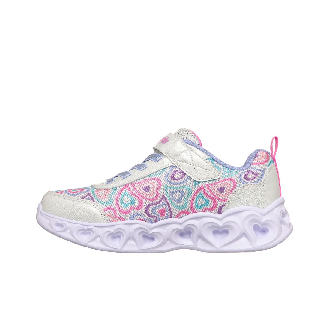 Skechers Little Girls Heart Lights - Boogie Love Stay-Put Light-Up Casual Sneakers from Finish Line - White, Multi