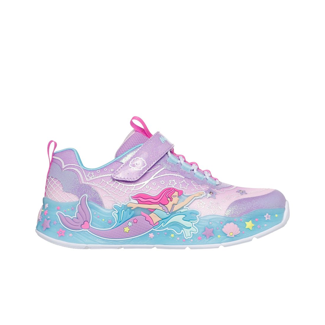 Skechers Toddler Girls S-Lights: Mermaid Dreams Light-Up Fastening Strap Casual Sneakers from Finish Line