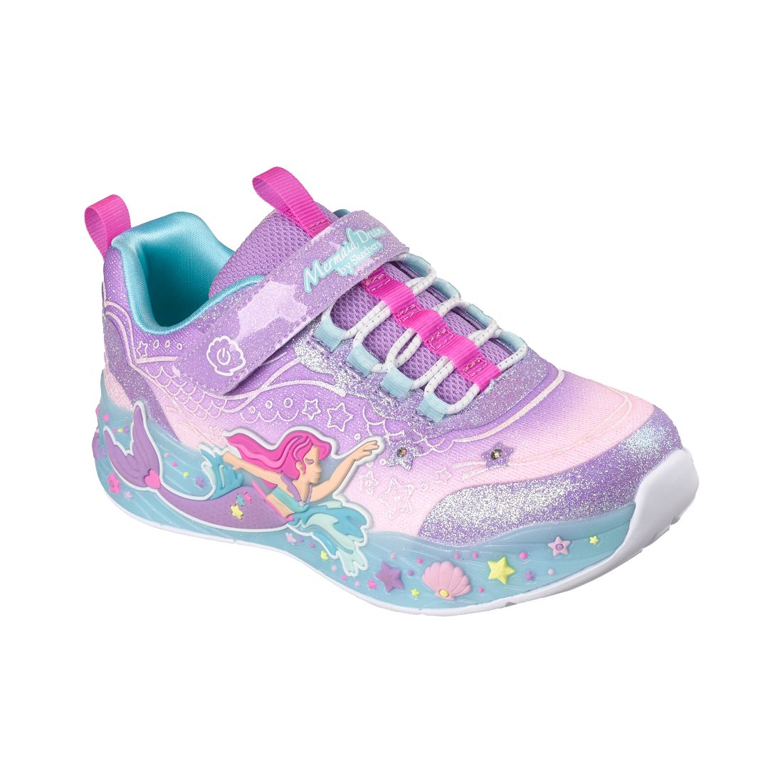 Skechers Toddler Girls S-Lights: Mermaid Dreams Light-Up Fastening Strap Casual Sneakers from Finish Line