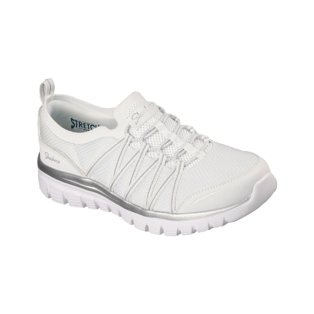 Skechers Women's Graceful - Purecrush Casual Sneakers from Finish Line - White, Silver