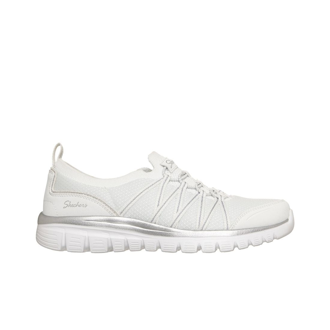 Skechers Women's Graceful - Purecrush Casual Sneakers from Finish Line - White, Silver