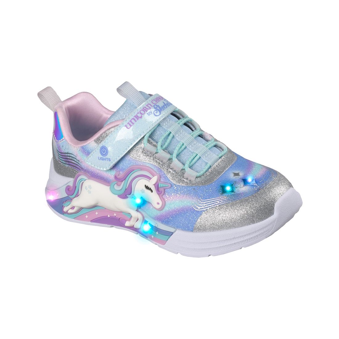 Skechers Little Girls S-Lights: Unicorn Chaser Stay-Put Closure Light-Up Casual Sneakers from Finish Line