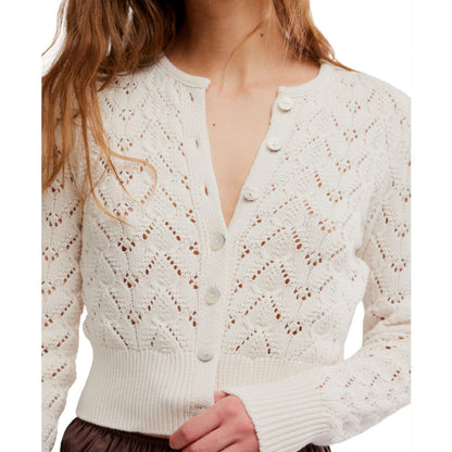 Free People Women's Pretty In Pointelle Long-Sleeve Cardigan