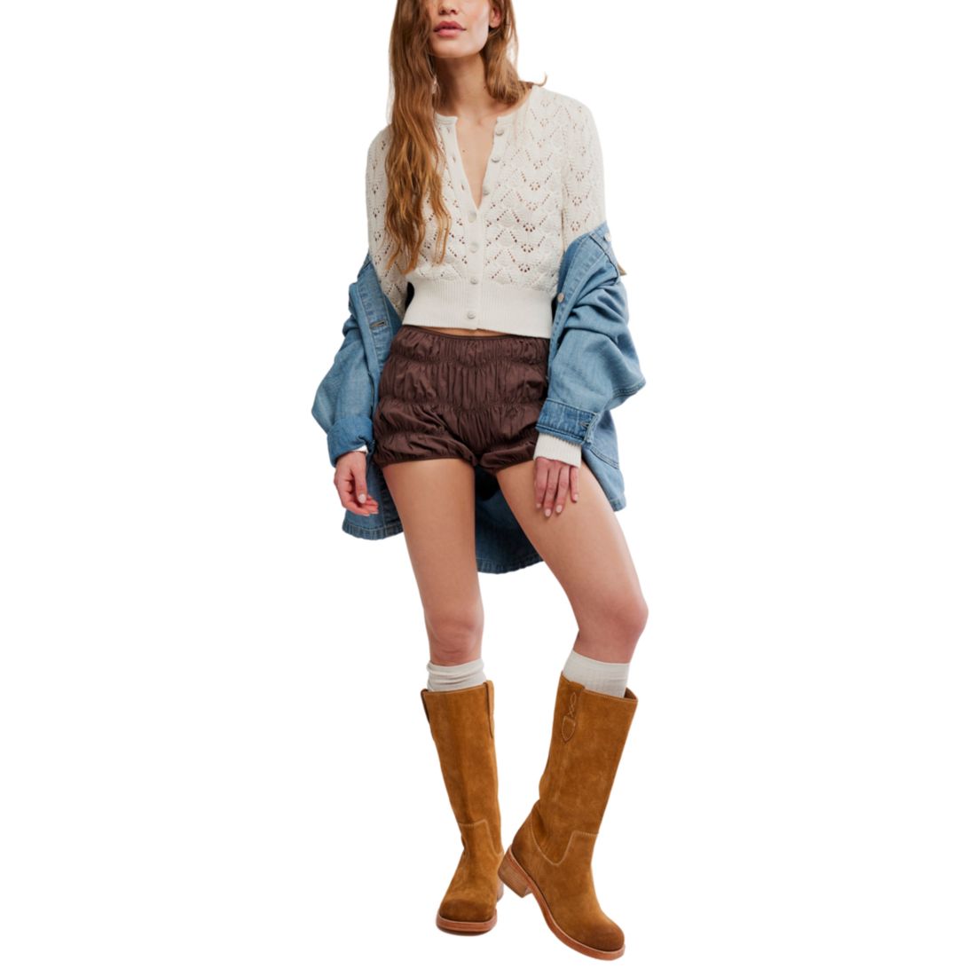 Free People Women's Pretty In Pointelle Long-Sleeve Cardigan