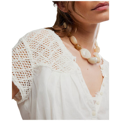 Free People Women's Gemma Embroidered Boat Neck Top