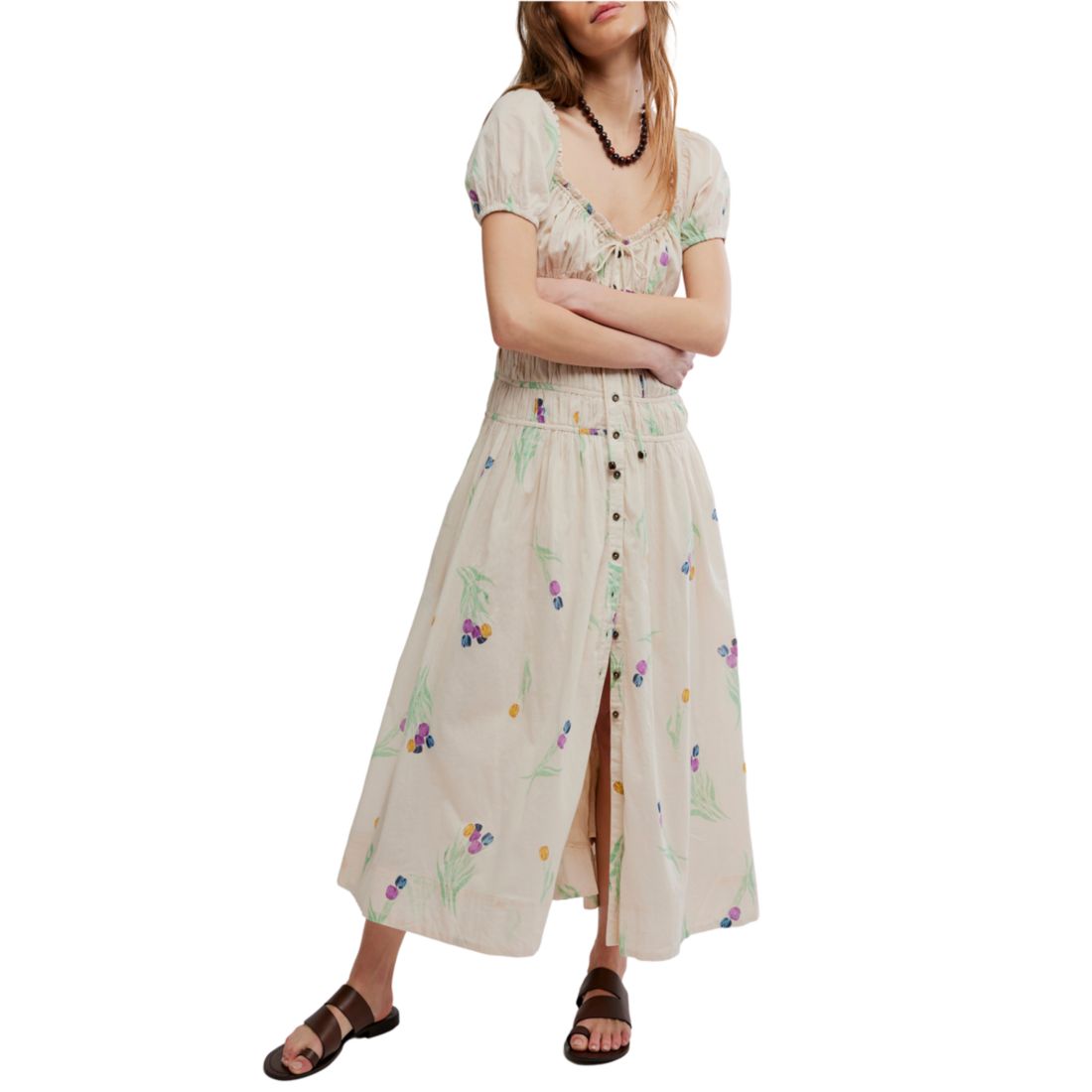 Free People Women's Complete Me Short-Sleeve Midi Dress