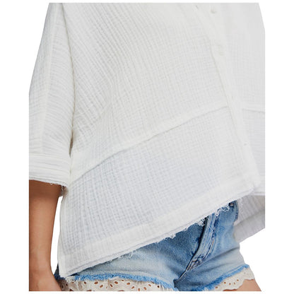 Free People Women's Happy Days Collared Cotton Top
