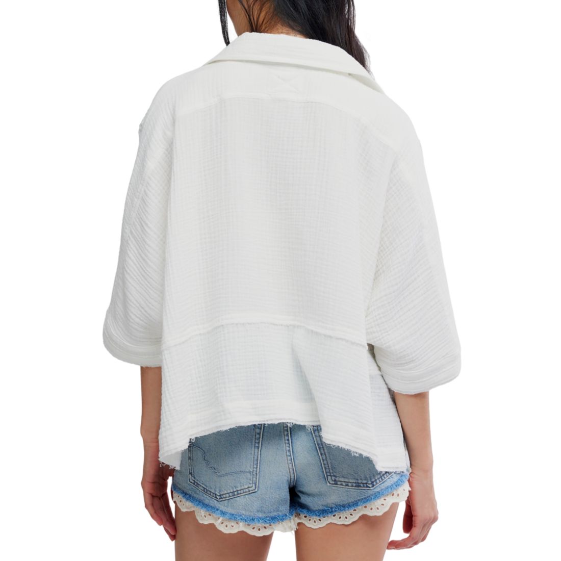Free People Women's Happy Days Collared Cotton Top