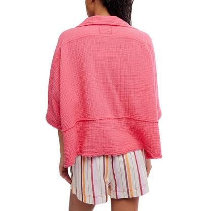 Free People Women's Happy Days Collared Cotton Top