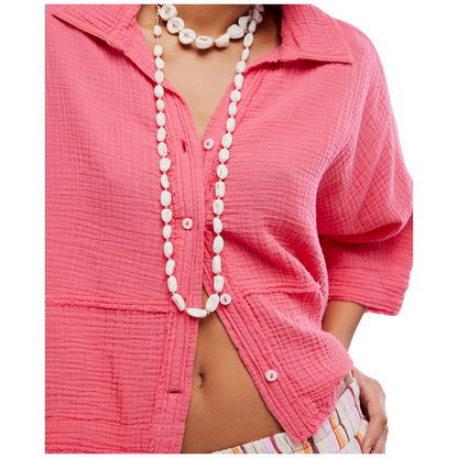 Free People Women's Happy Days Collared Cotton Top