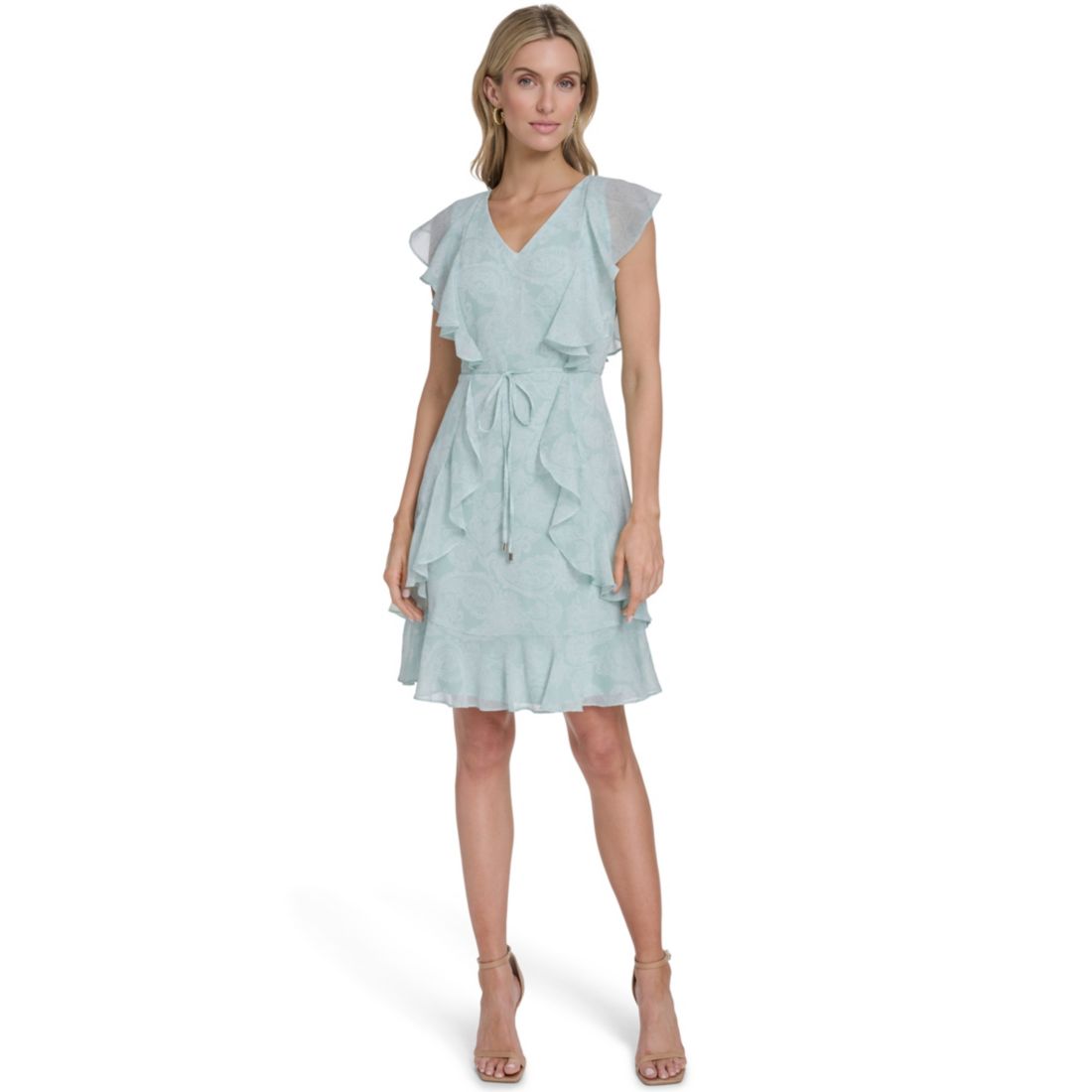Tommy Hilfiger Women's Flutter-Sleeve Belted Mini Dress