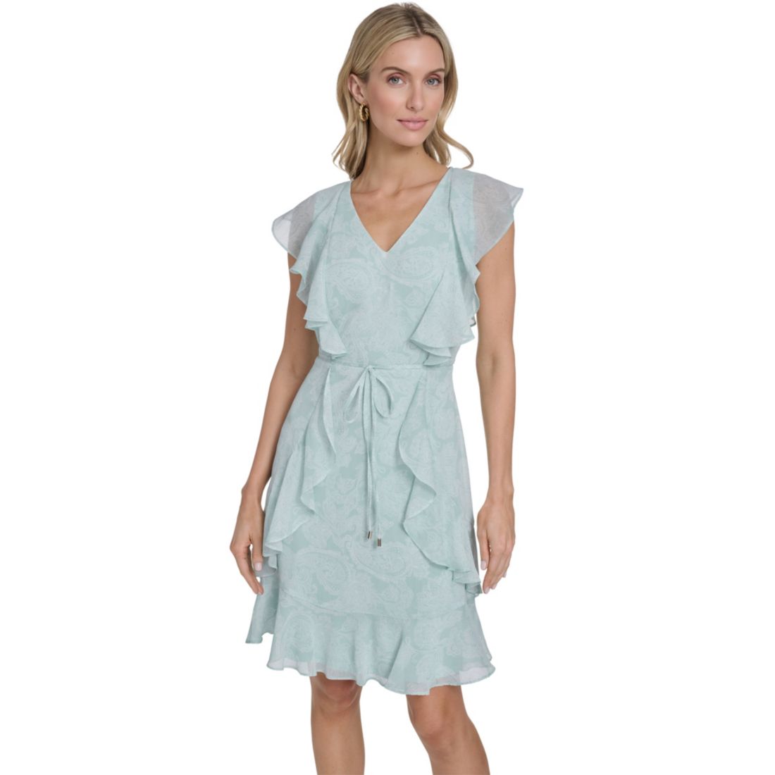 Tommy Hilfiger Women's Flutter-Sleeve Belted Mini Dress