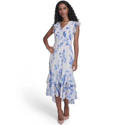 Tommy Hilfiger Women's Flutter-Sleeve V-Neck Midi Dress
