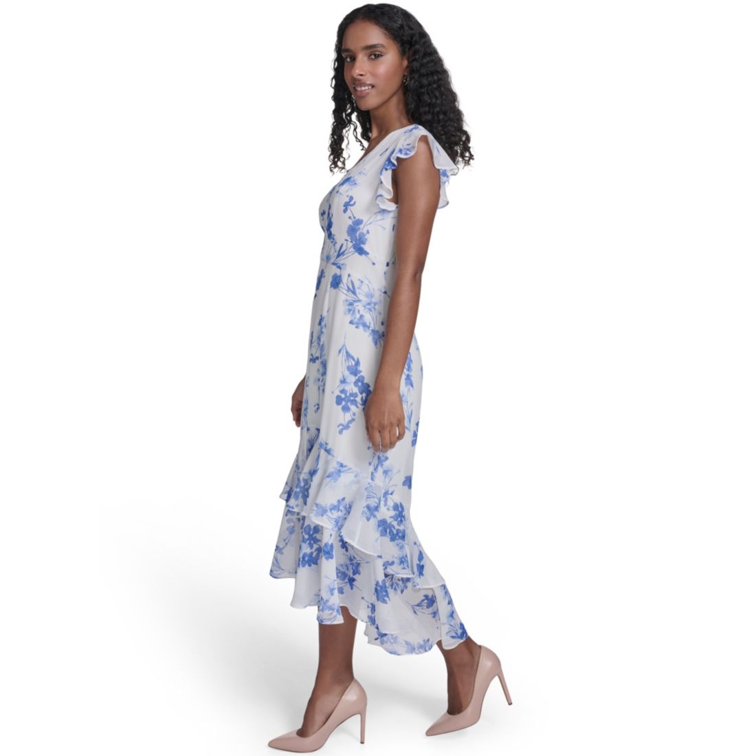 Tommy Hilfiger Women's Flutter-Sleeve V-Neck Midi Dress