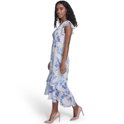 Tommy Hilfiger Women's Flutter-Sleeve V-Neck Midi Dress