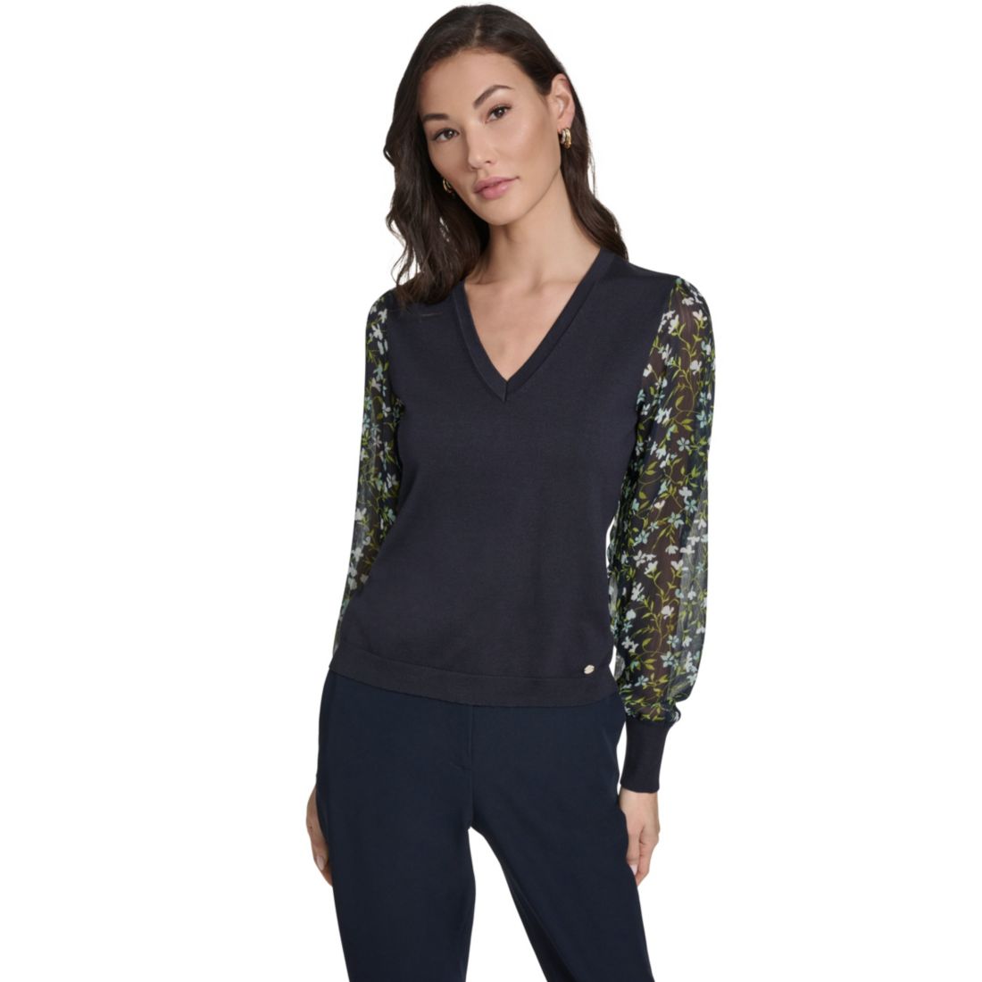 Tommy Hilfiger Women's Mixed Media V-Neck Sweater
