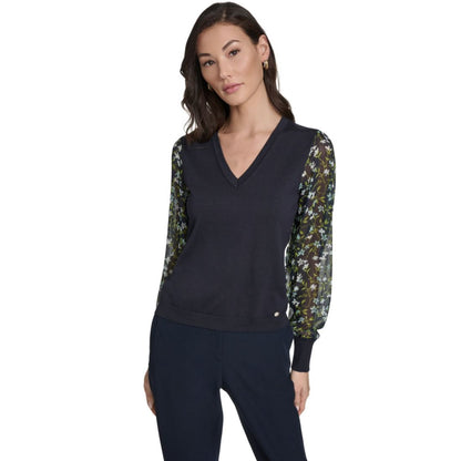 Tommy Hilfiger Women's Mixed Media V-Neck Sweater
