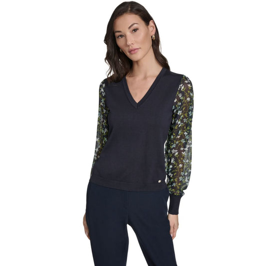 Tommy Hilfiger Women's Mixed Media V-Neck Sweater