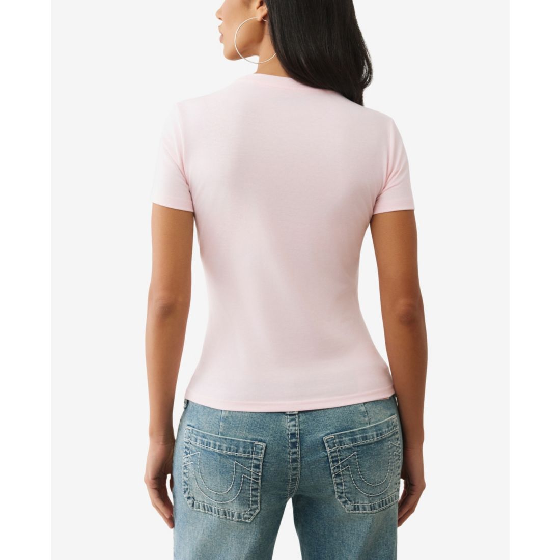 True Religion Women's Short Sleeve Crystal Buddha T-Shirt