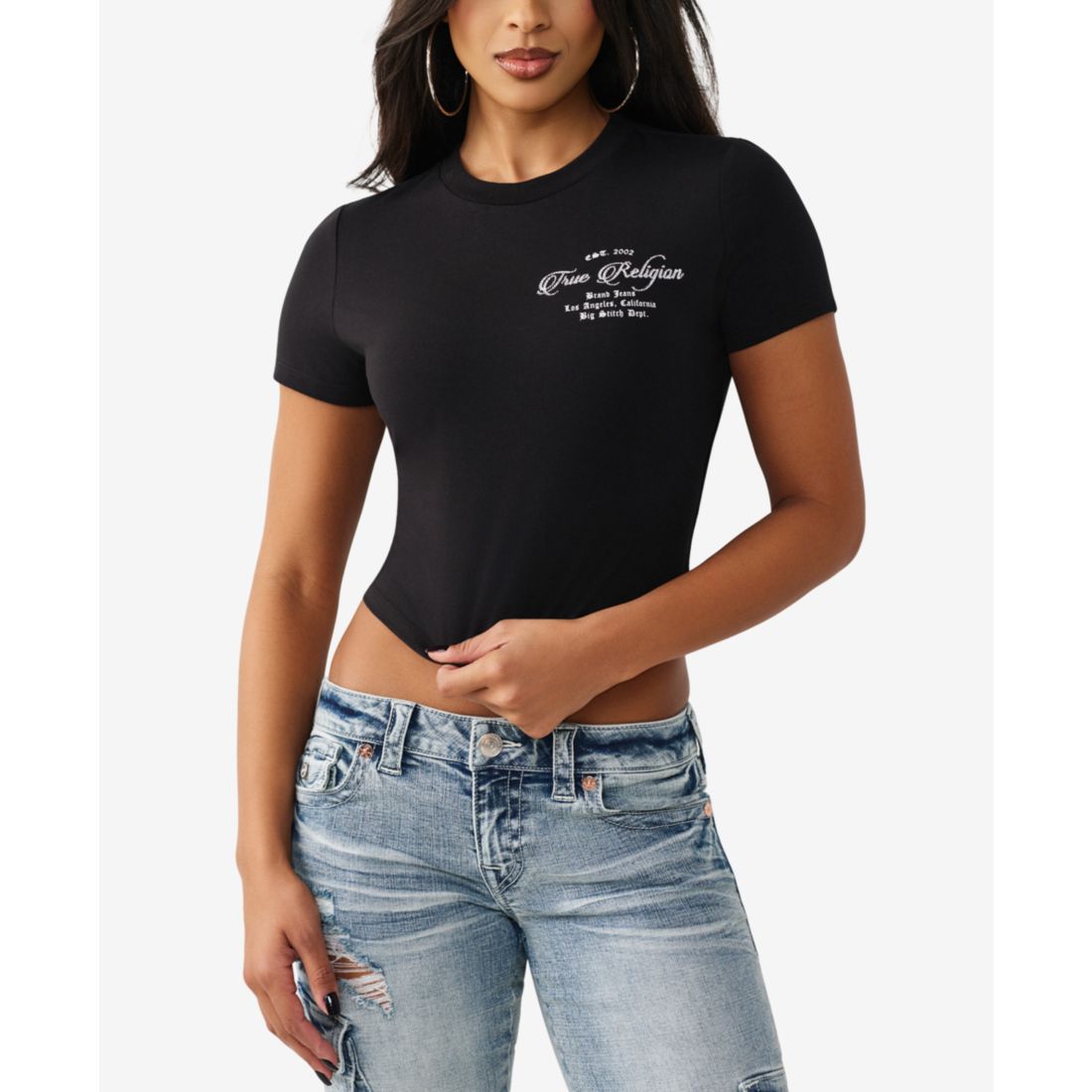 True Religion Women's Crystal Buddha Baby T-Shirt