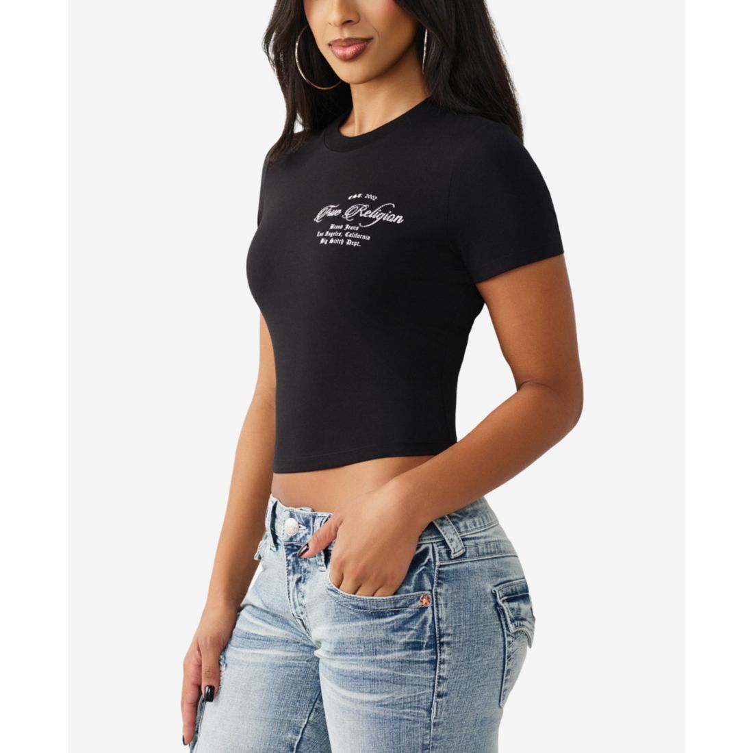 True Religion Women's Crystal Buddha Baby T-Shirt