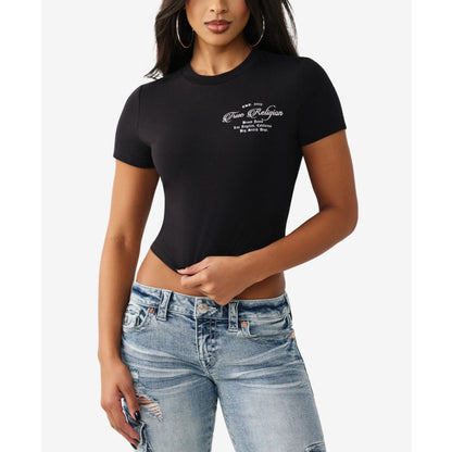 True Religion Women's Crystal Buddha Baby T-Shirt